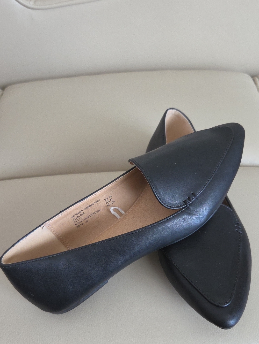 Time and Tru Black Pointed-Toe Slip-On Flats Size 8.5